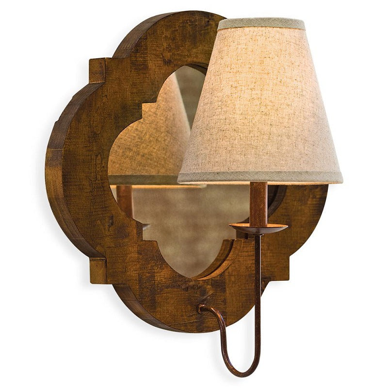 Wood Fabric Cylinder Candlestick Wall Lamp