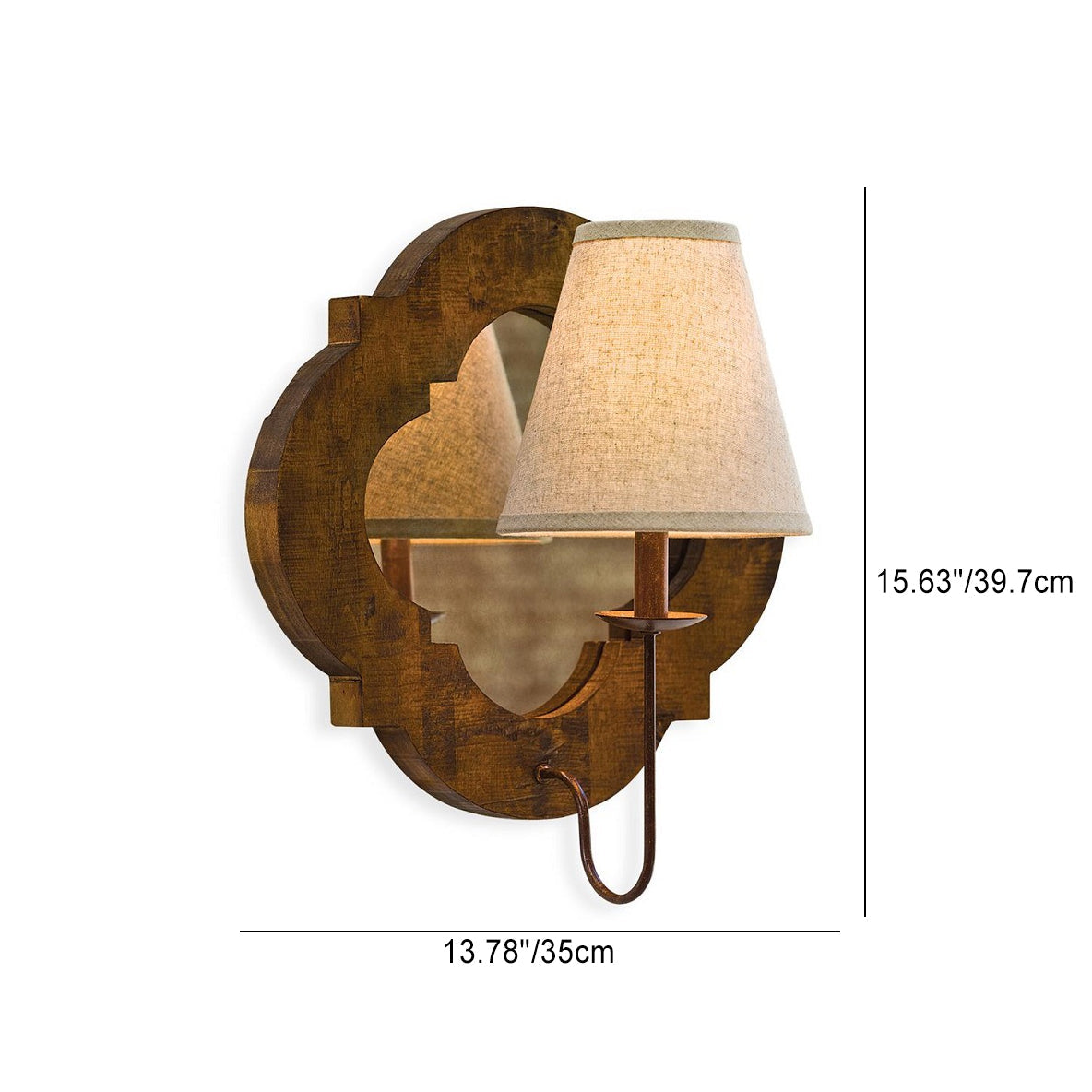 Wood Fabric Cylinder Candlestick Wall Lamp