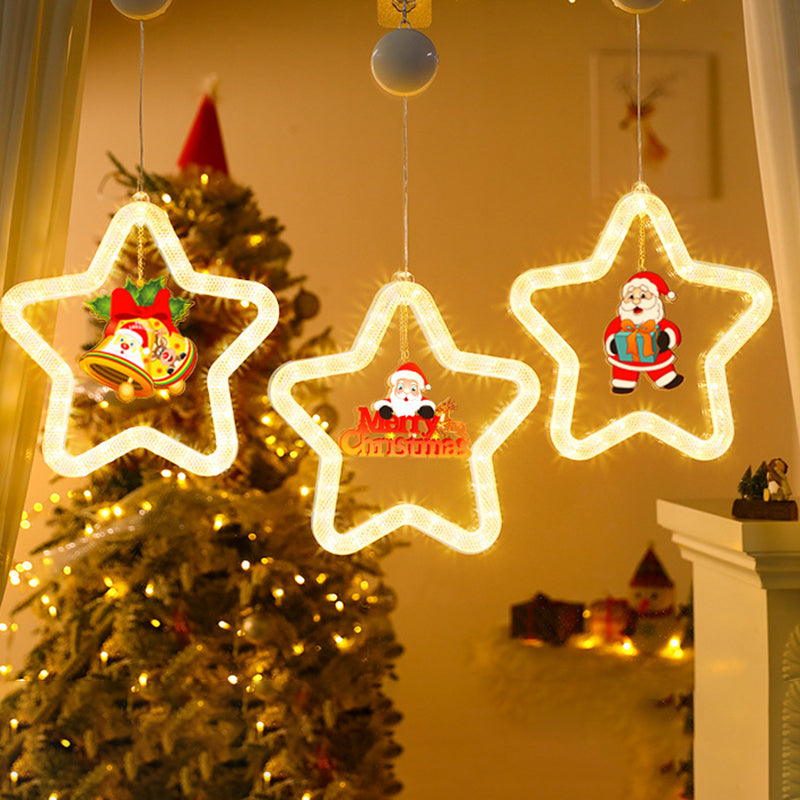 Battery Acrylic Star Santa Wall Lamp