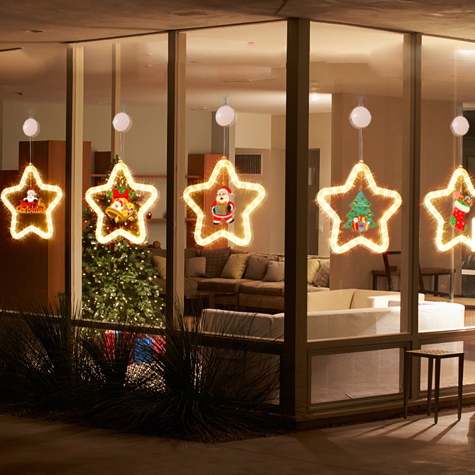 Battery Acrylic Star Santa Wall Lamp