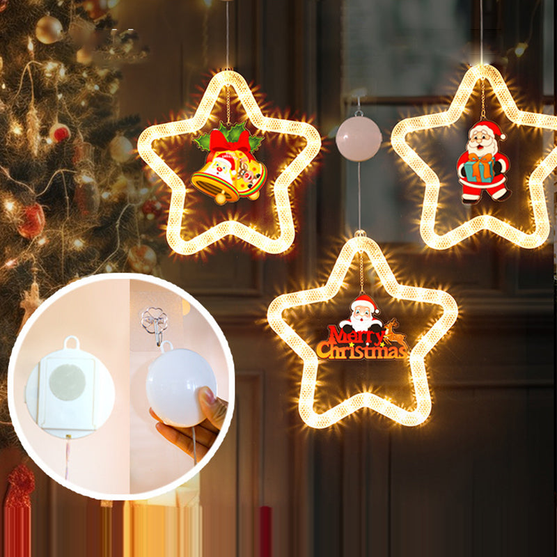 Battery Acrylic Star Santa Wall Lamp