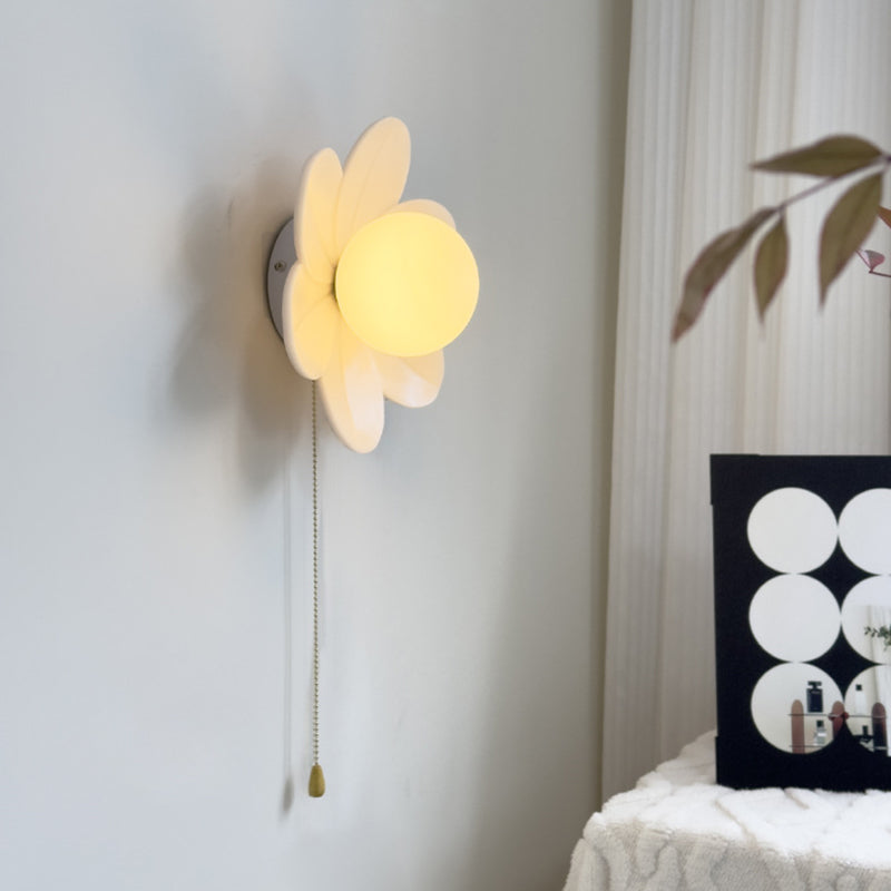 Resin Glass Iron Flower Wall Lamp