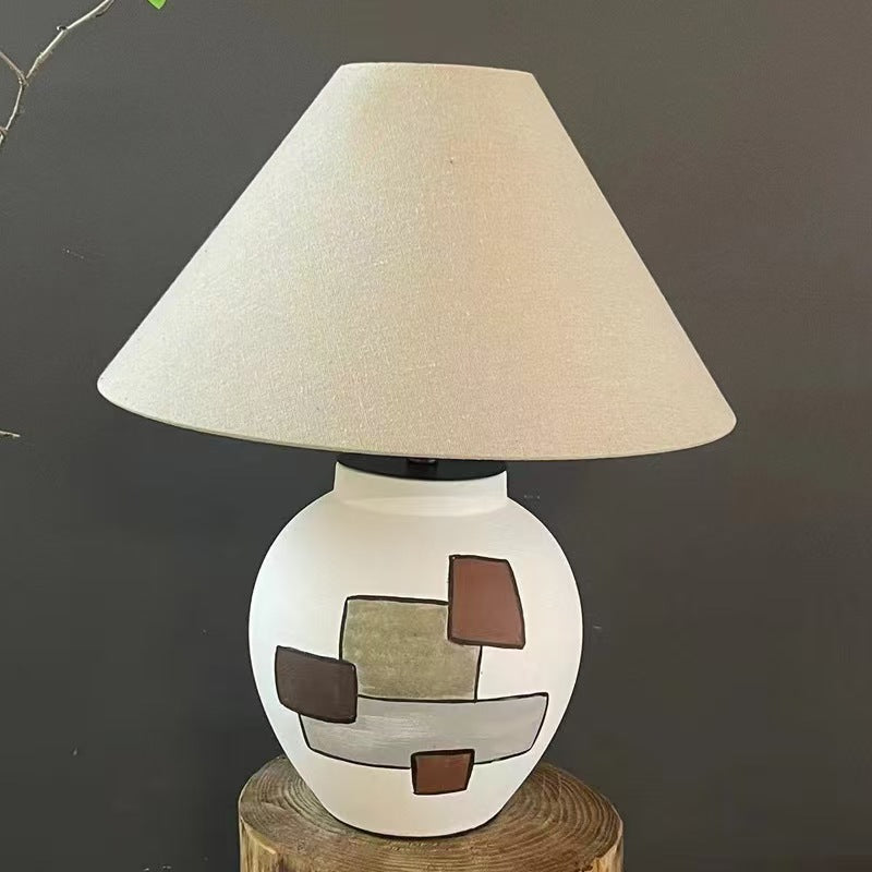 Ceramic Fabric Conic Pot Table Lamp