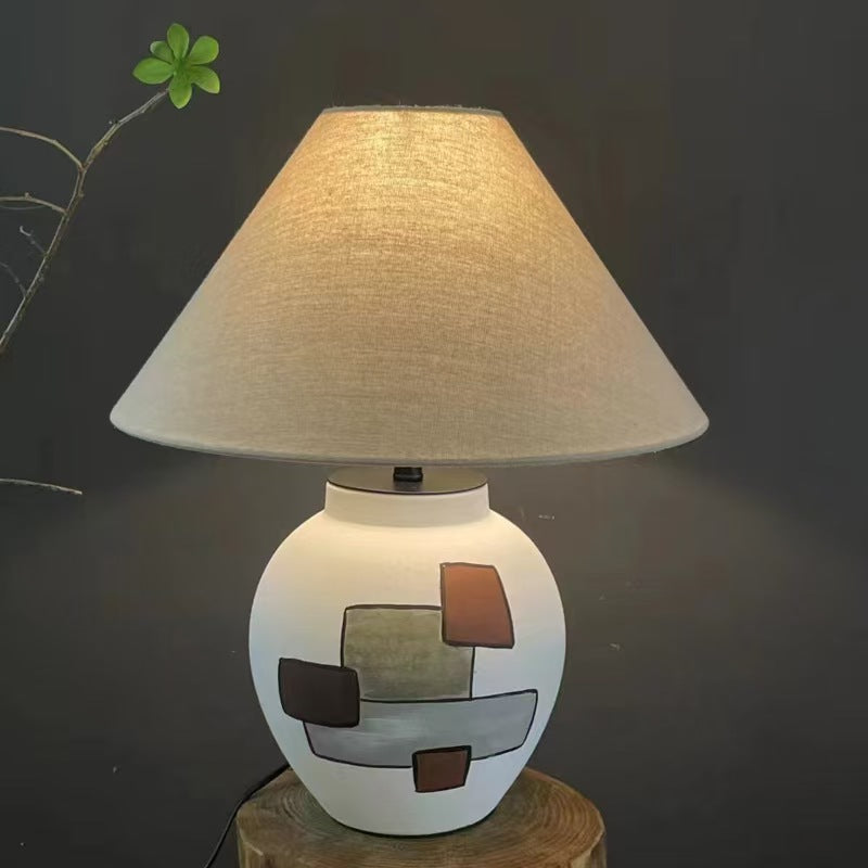 Ceramic Fabric Conic Pot Table Lamp