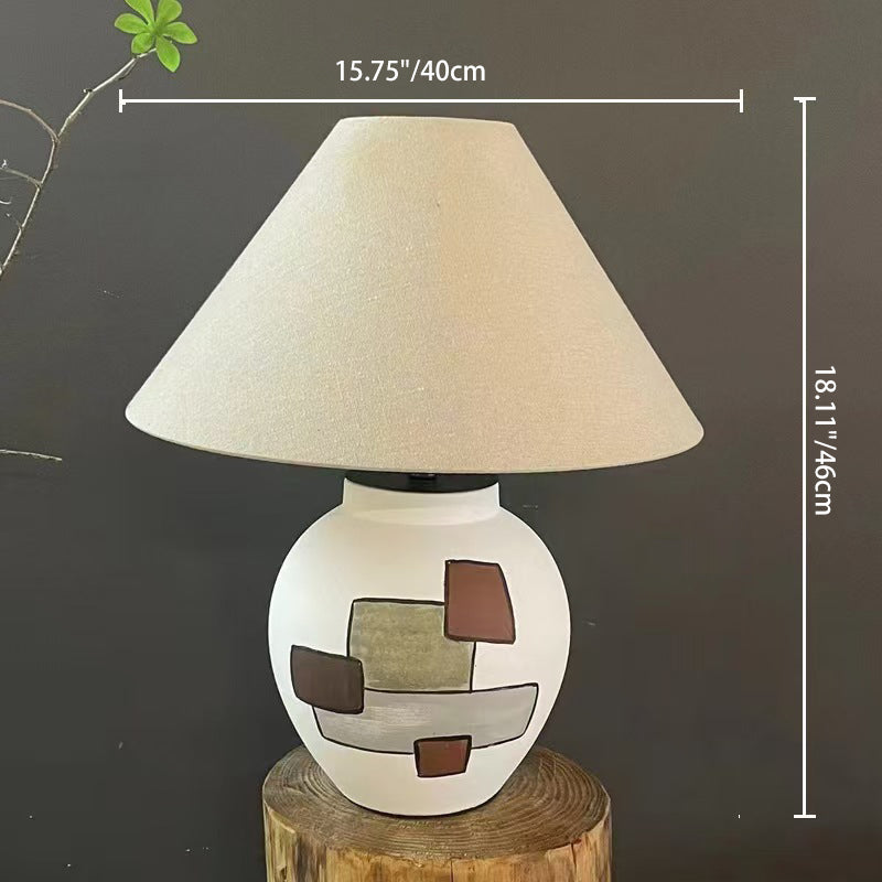 Ceramic Fabric Conic Pot Table Lamp