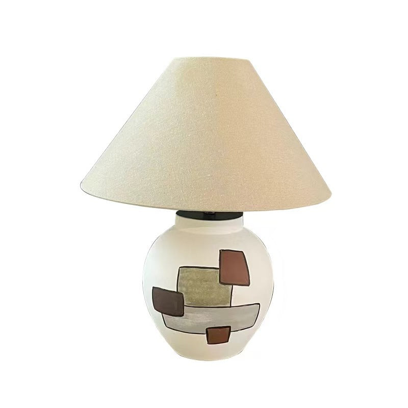 Ceramic Fabric Conic Pot Table Lamp