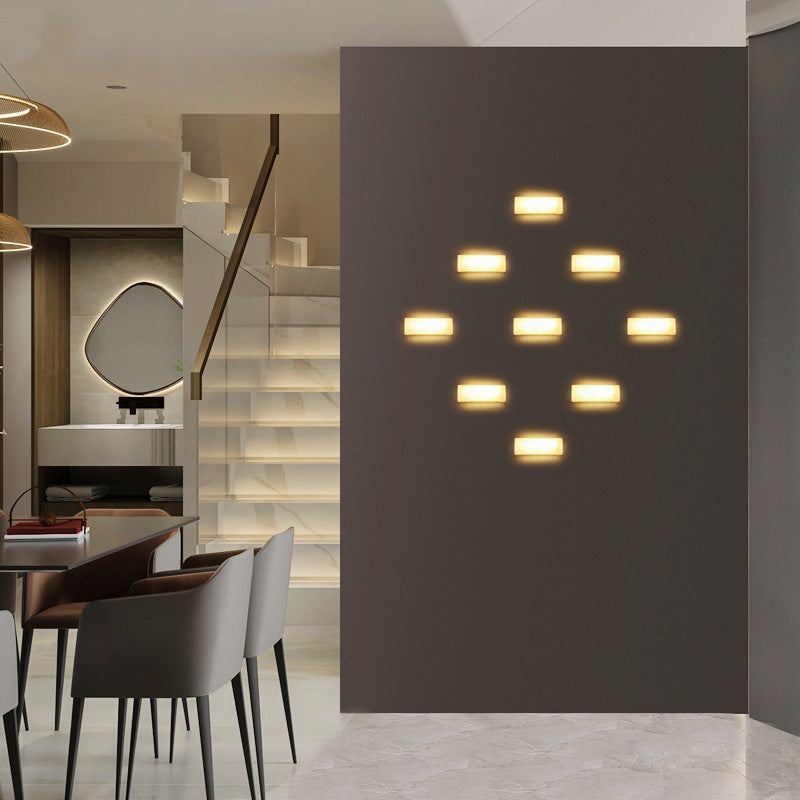 Imitation Marble Iron Rectangular Wall Lamp