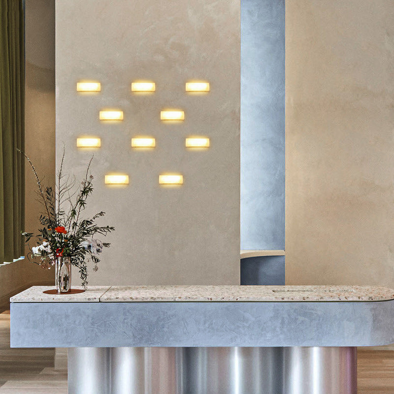 Imitation Marble Iron Rectangular Wall Lamp