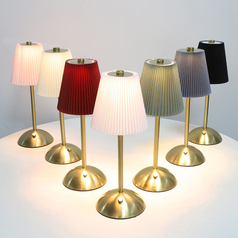 Rechargeable Fabric Iron Pleated Table Lamp