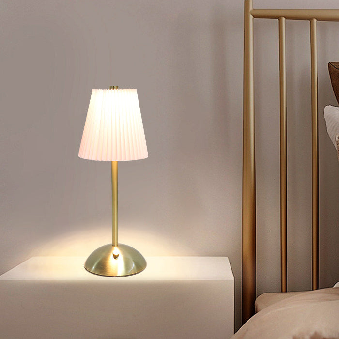 Rechargeable Fabric Iron Pleated Table Lamp