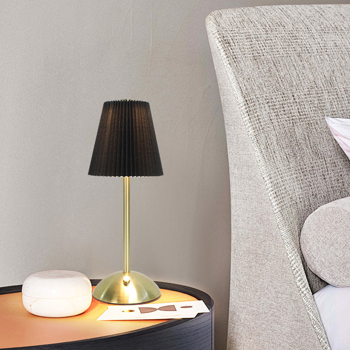 Rechargeable Fabric Iron Pleated Table Lamp