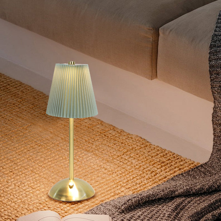 Rechargeable Fabric Iron Pleated Table Lamp