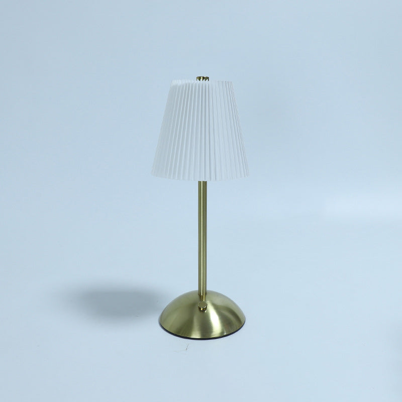 Rechargeable Fabric Iron Pleated Table Lamp