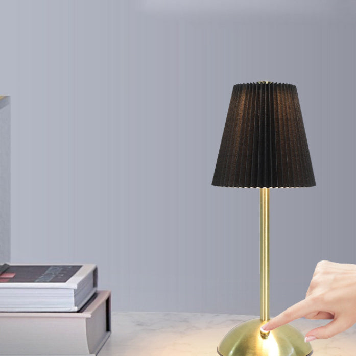 Rechargeable Fabric Iron Pleated Table Lamp
