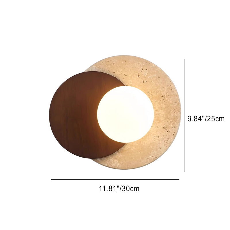 Travertine Rubber Wood PE Wall Lamp