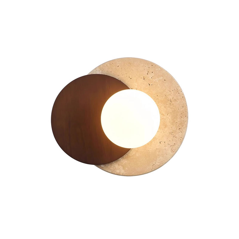 Travertine Rubber Wood PE Wall Lamp