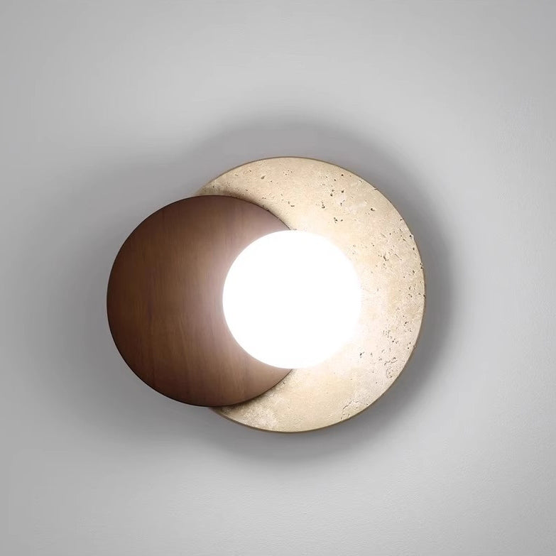 Travertine Rubber Wood PE Wall Lamp