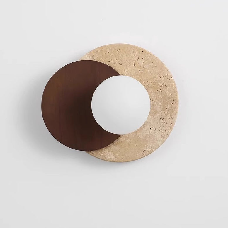 Travertine Rubber Wood PE Wall Lamp