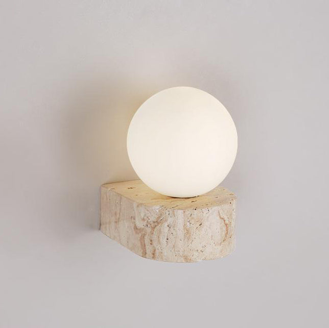 Travertine Glass Ball Bedside Wall Lamp