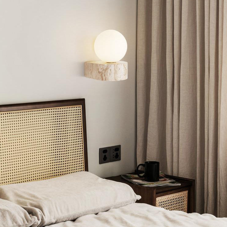 Travertine Glass Ball Bedside Wall Lamp