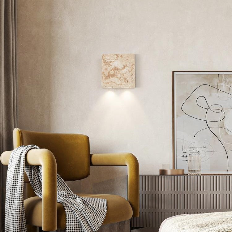 Travertine Square Bedside 2-Light Wall Lamp