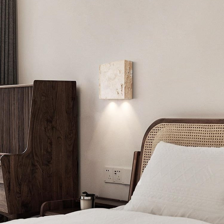 Travertine Square Bedside 2-Light Wall Lamp