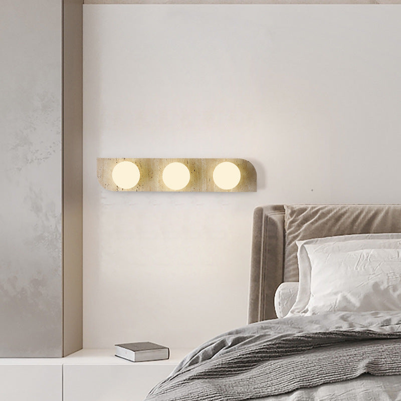 Travertine Glass Strip Ball 2-Light Wall Lamp