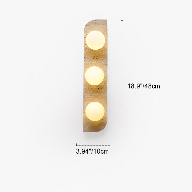 Travertine Glass Strip Ball 2-Light Wall Lamp