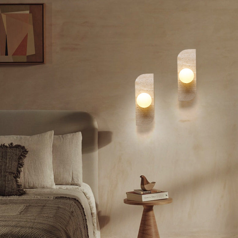 Travertine Glass Strip Ball 2-Light Wall Lamp