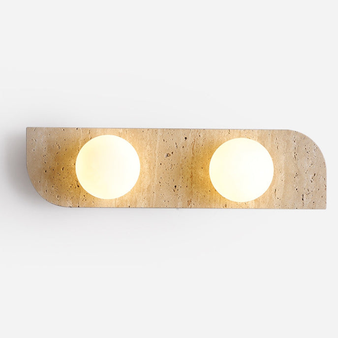 Travertine Glass Strip Ball 2-Light Wall Lamp