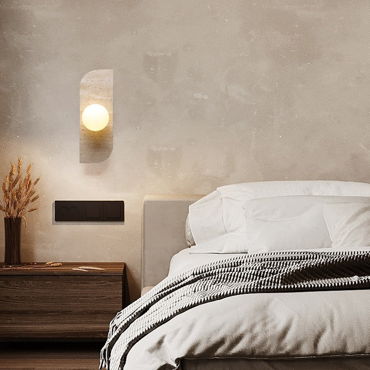 Travertine Glass Strip Ball 2-Light Wall Lamp
