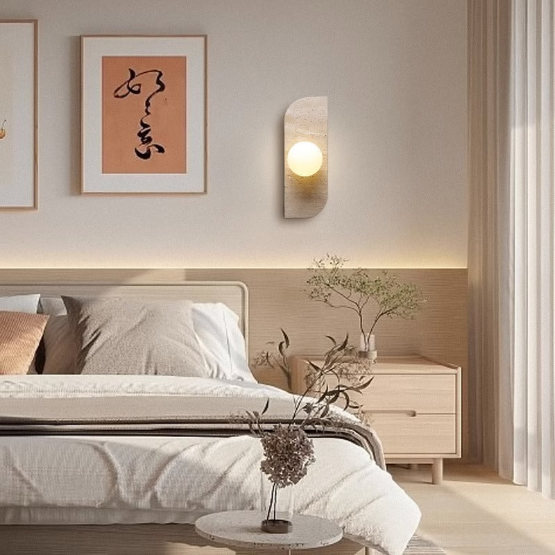 Travertine Glass Strip Ball 2-Light Wall Lamp