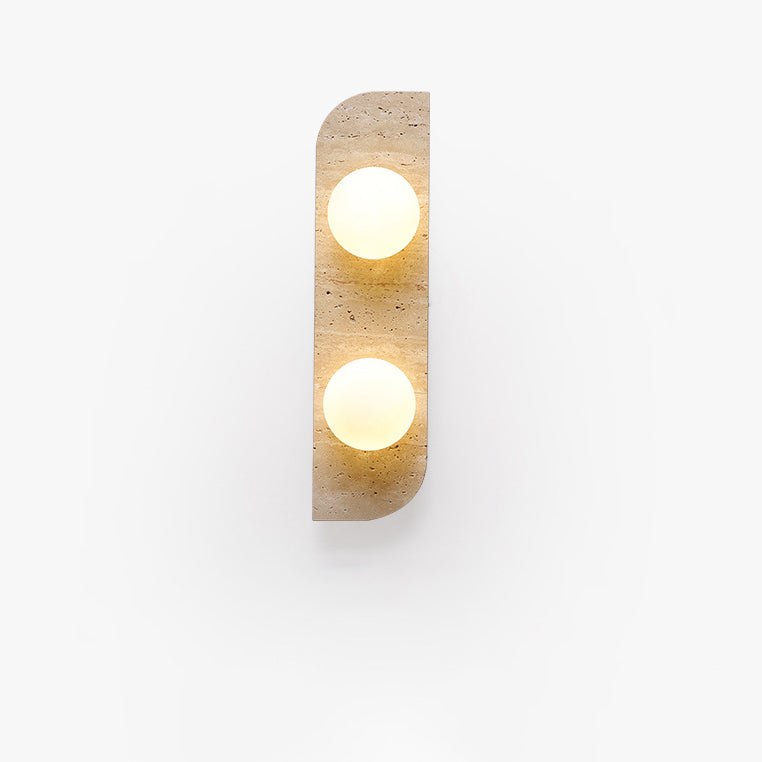 Travertine Glass Strip Ball 2-Light Wall Lamp