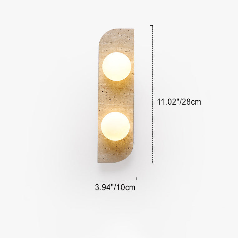 Travertine Glass Strip Ball 2-Light Wall Lamp