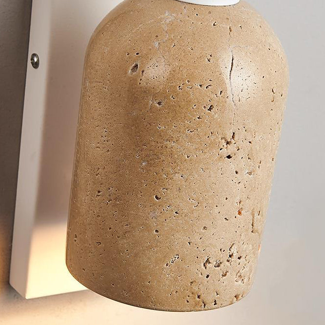 Travertine Walnut Cylinder Bedside Wall Lamp