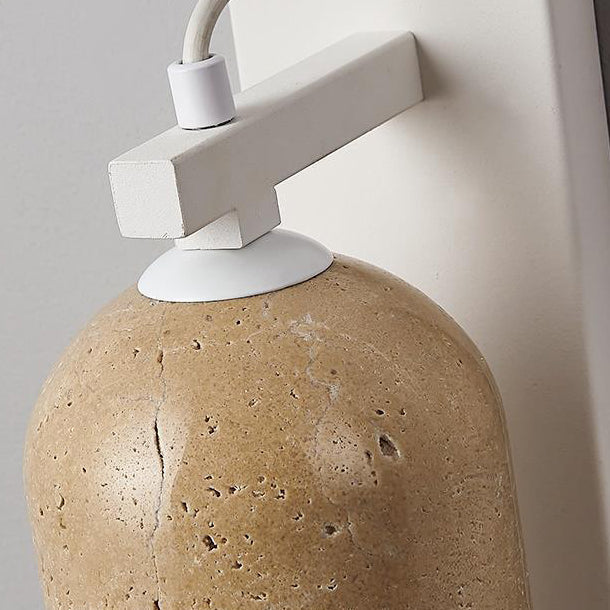 Travertine Walnut Cylinder Bedside Wall Lamp