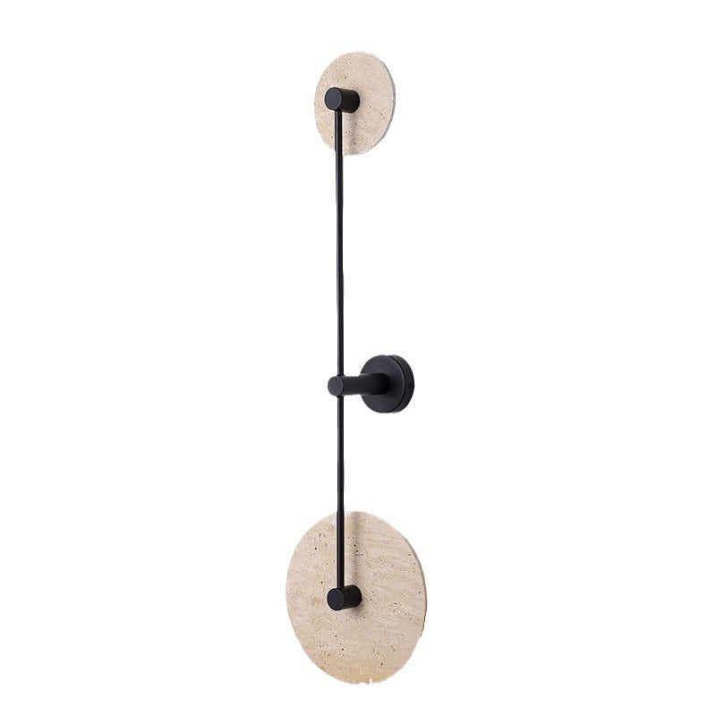Travertine Iron Round Long Wall Lamp