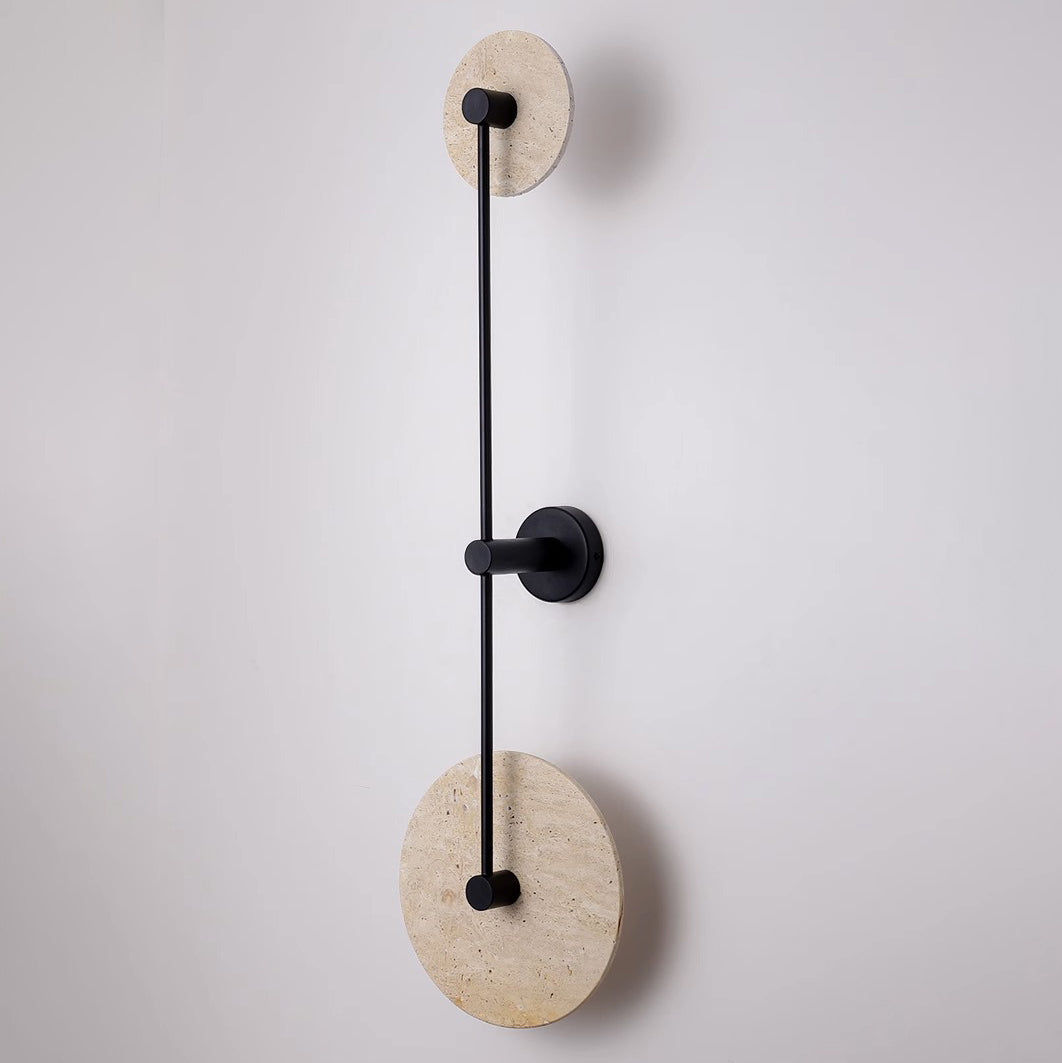 Travertine Iron Round Long Wall Lamp