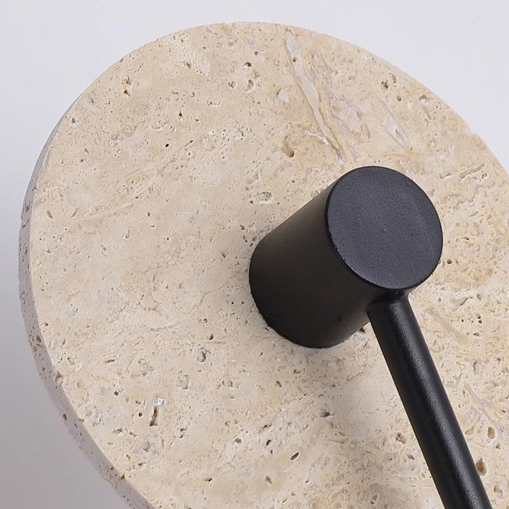 Travertine Iron Round Long Wall Lamp