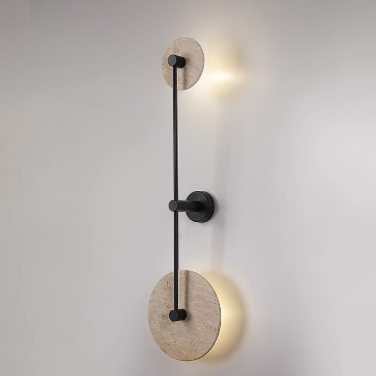 Travertine Iron Round Long Wall Lamp