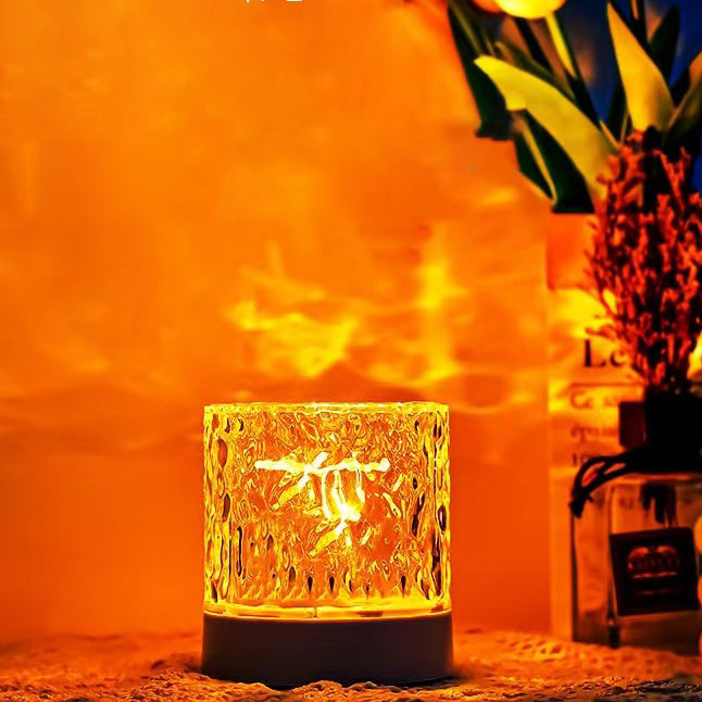 Rechargeable Acrylic Cylinder Ripple Table Lamp