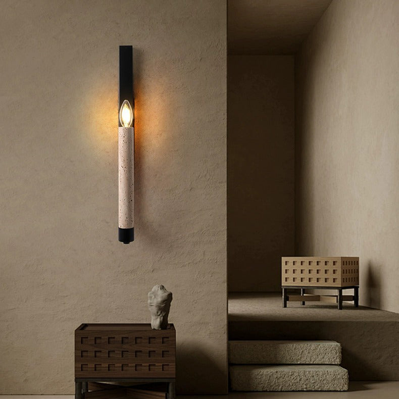Travertine Iron Candle Holder Wall Lamp