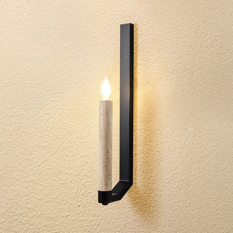 Travertine Iron Candle Holder Wall Lamp