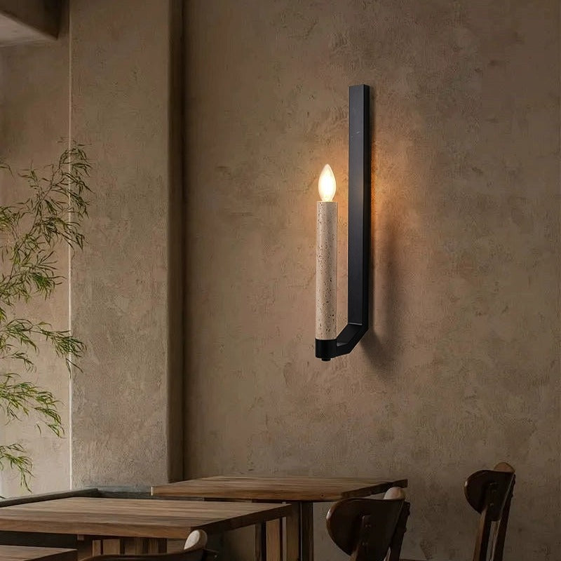 Travertine Iron Candle Holder Wall Lamp