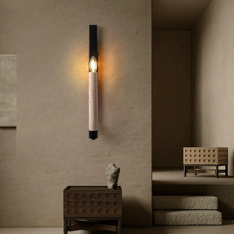 Travertine Iron Candle Holder Wall Lamp