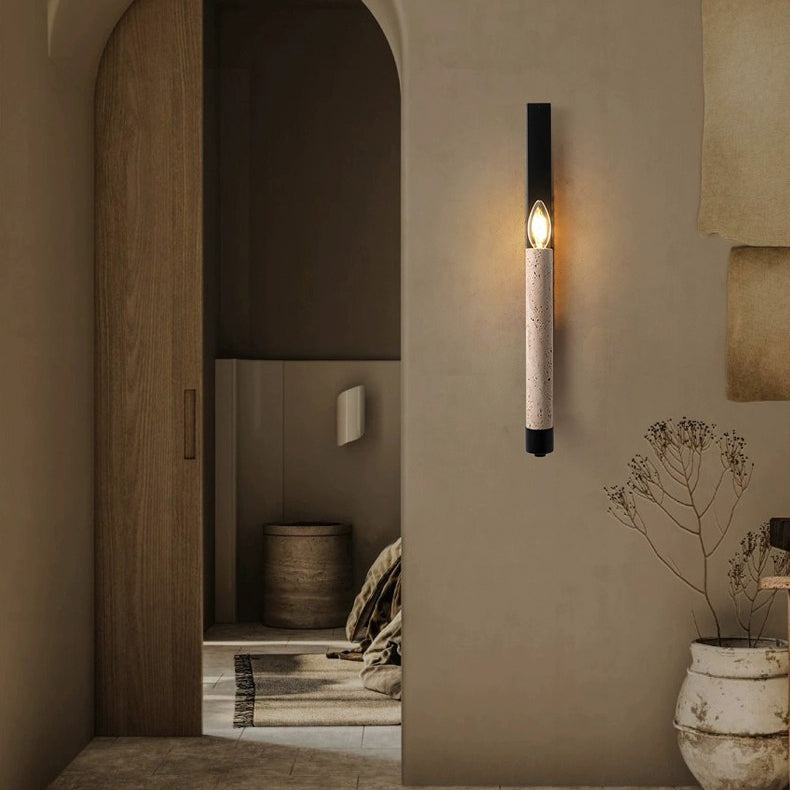 Travertine Iron Candle Holder Wall Lamp