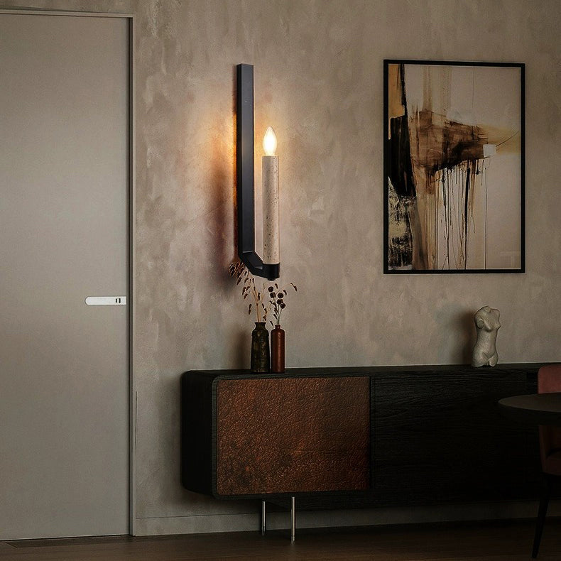 Travertine Iron Candle Holder Wall Lamp