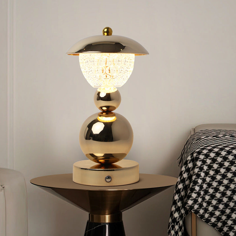Rechargeable Iron Crystal Glass Table Lamp