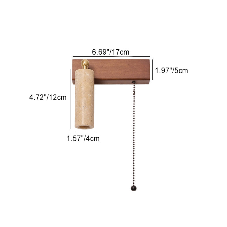 Travertine Wood Rectangular Pull Wall Lamp