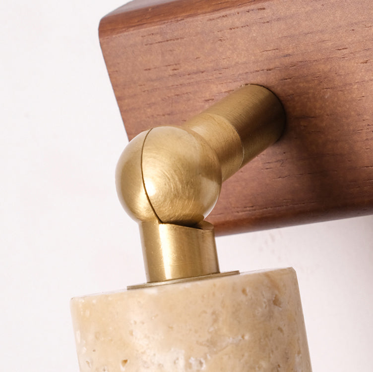 Travertine Wood Rectangular Pull Wall Lamp